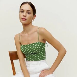Reformation Meyer top - green and white daisy